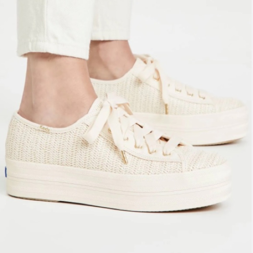 Keds x Kate Spade New York Triple Up Woven Ivory Off White Lace Sneakers US 8